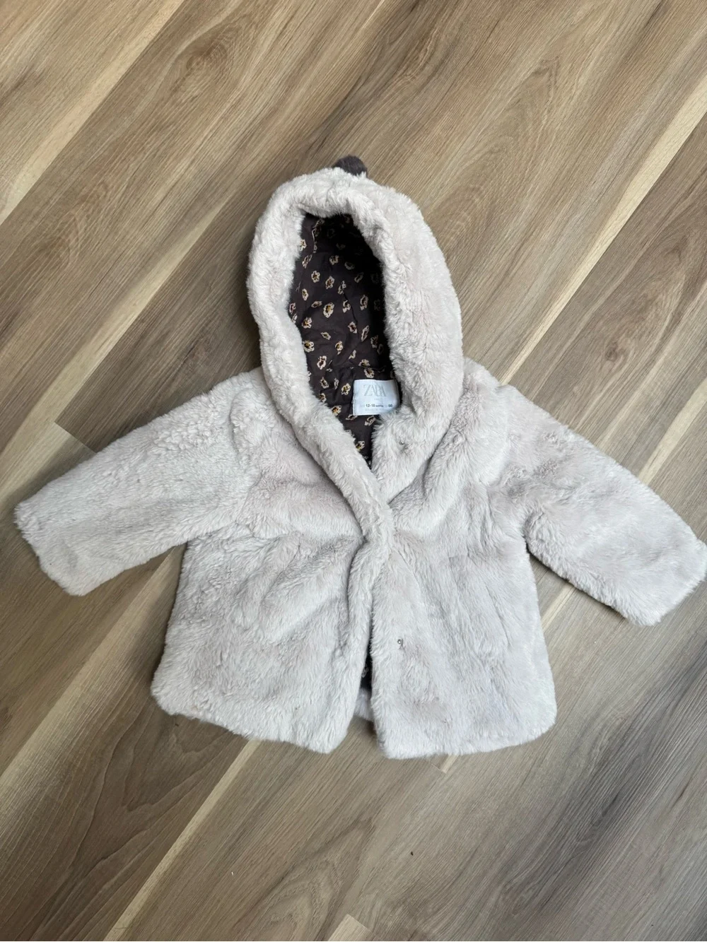 Zara Cream Faux-Fur Hooded Puffer Coat
